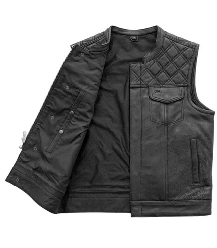 Gilet uomo pelle nero diamond - gilet,